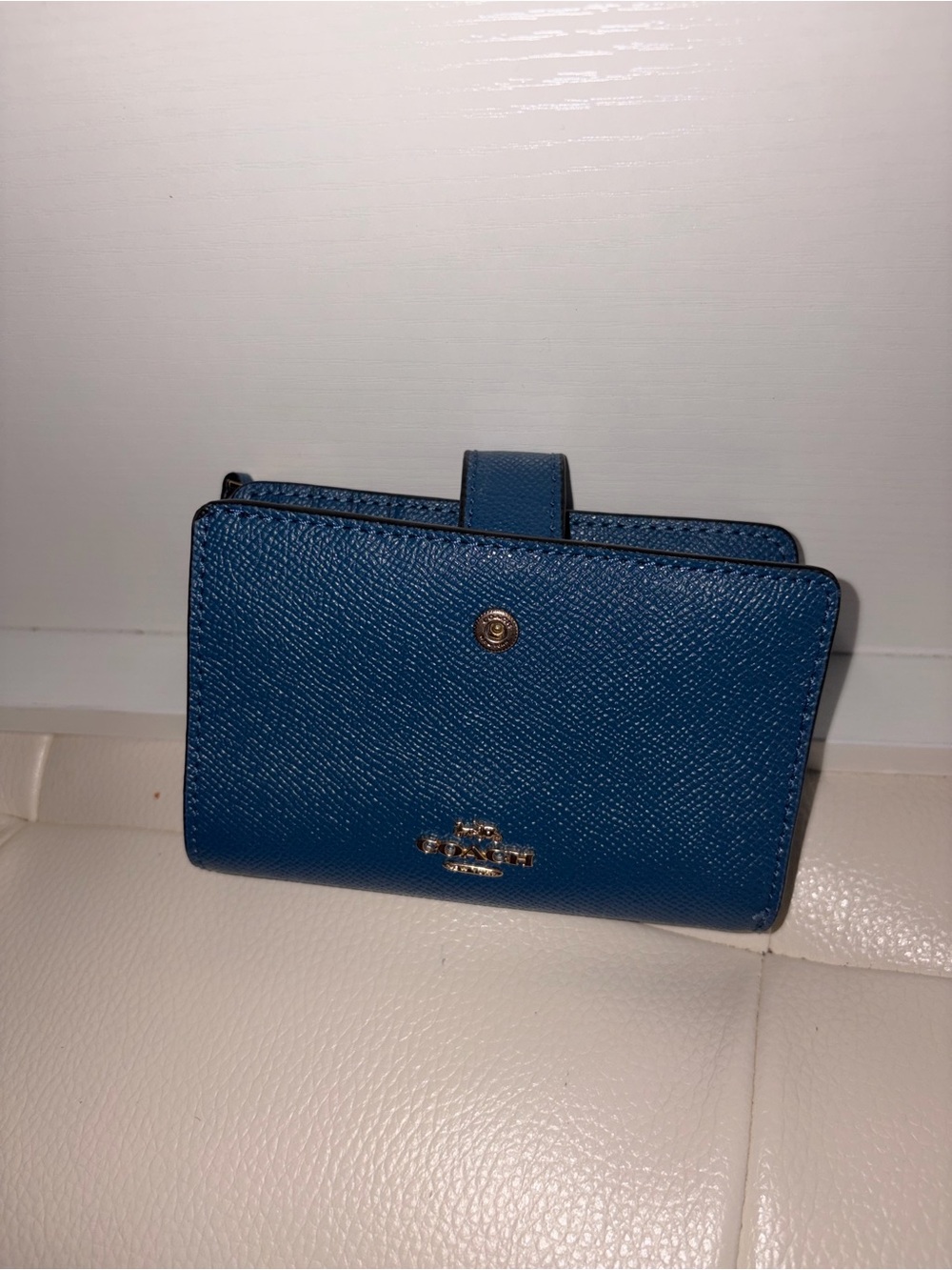 Coach Small Pebbled Leather Wallet in Teal